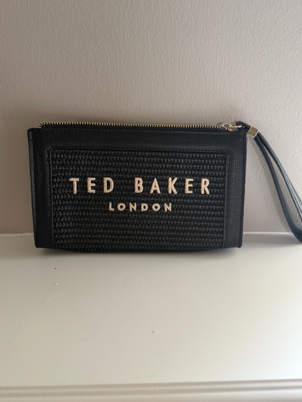 Ted Baker Black Woven Wristlet with Gold Logo